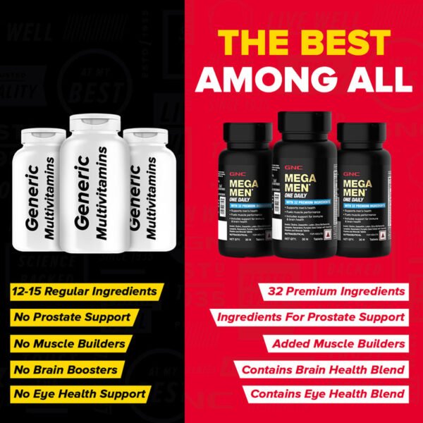 GNC Mega Men One Daily Multivitamin - Boosts Energy, Supports Immunity